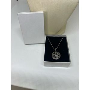 Vintage  NOS Lori Bonn silver photo locket necklace  18” box chain